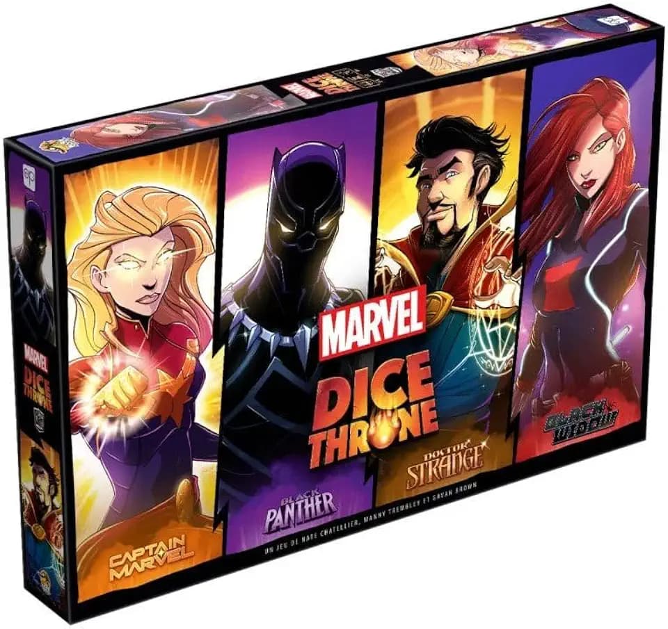 Lucky Duck Games - Marvel Dice Throne – Black Panther, Captain Marvel, Black Widow, Dr. Strange, Strategiespiel, Gesellschaftsspiel, ab 8 Jahren, 2 bis 4 Spieler, 30 Minuten