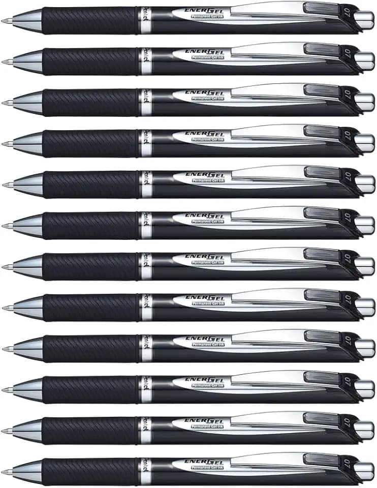 Pentel BLP77-AX EnerGel Xm Document, mit Druckmechanik, dokumentenecht und alterungsbeständig, 12 Stück, schwarz