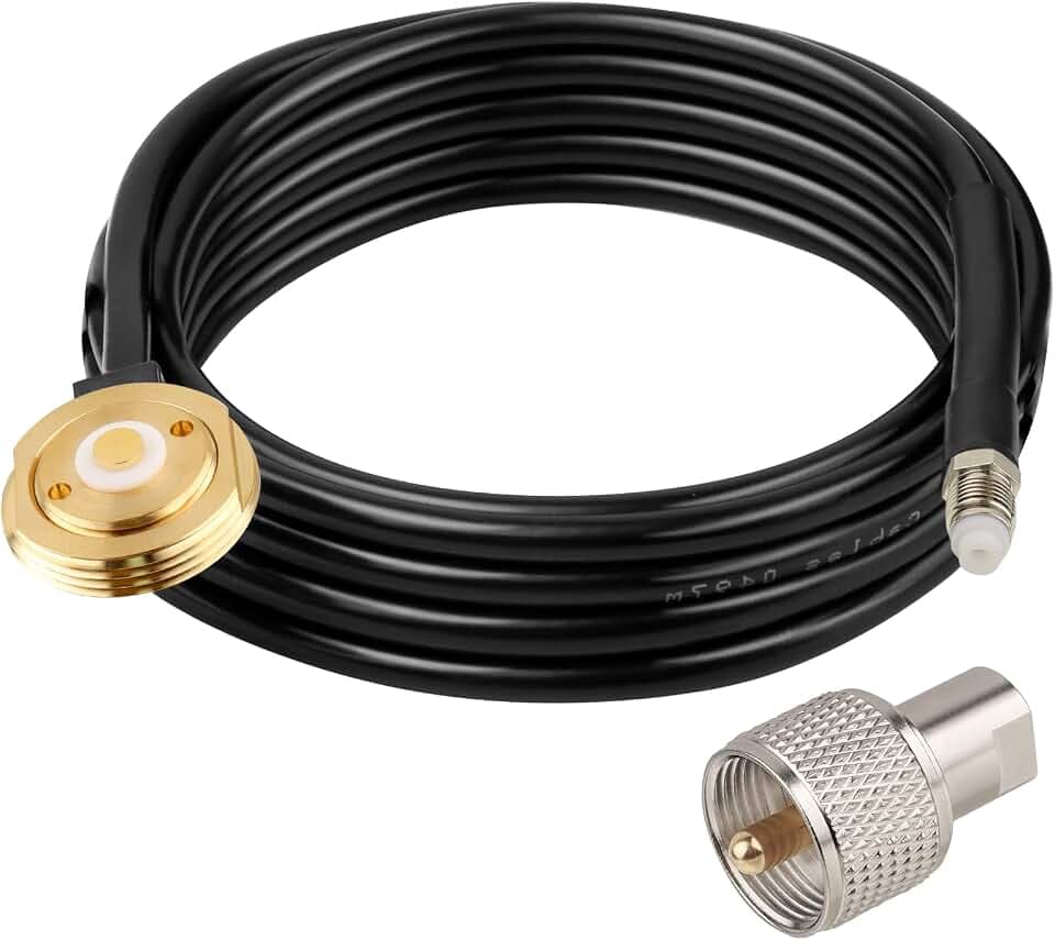XRDS -RF 8FT NMO to FME Female Antenna Coaxial Cable with PL-259 (UHF Male) Adapter, Low Loss RG58 Coax Cable for Vehicle Mobile Radio, Ham Radio, GMRS, CB Antenna Mount