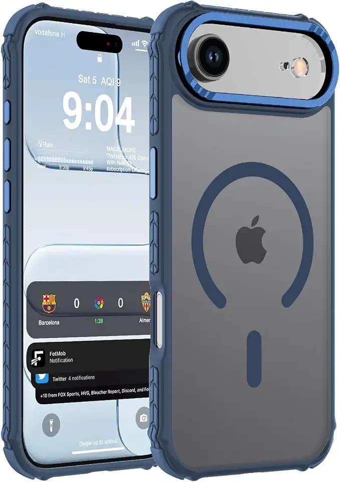 DEERLAMN Strong Magnetic Case for iPhone Air 6.5-Inch, Matte Blue