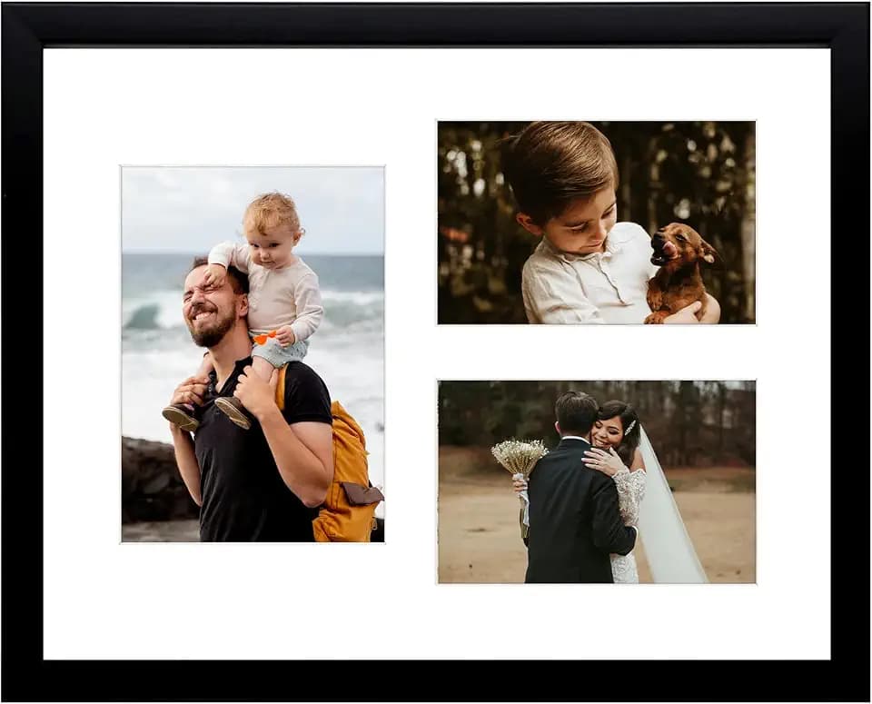 Golden State Art 11x14 Black Wood Picture Frame for 5x7 and 4x6 Photos