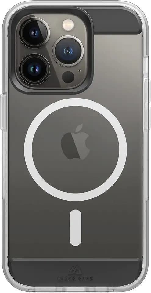 Black Rock - Hülle Mag Air Case Passend für Apple iPhone 14 Pro I Handyhülle MagSafe Kompatibel, Transparent, Durchsichtig, Dünn (Schwarz)