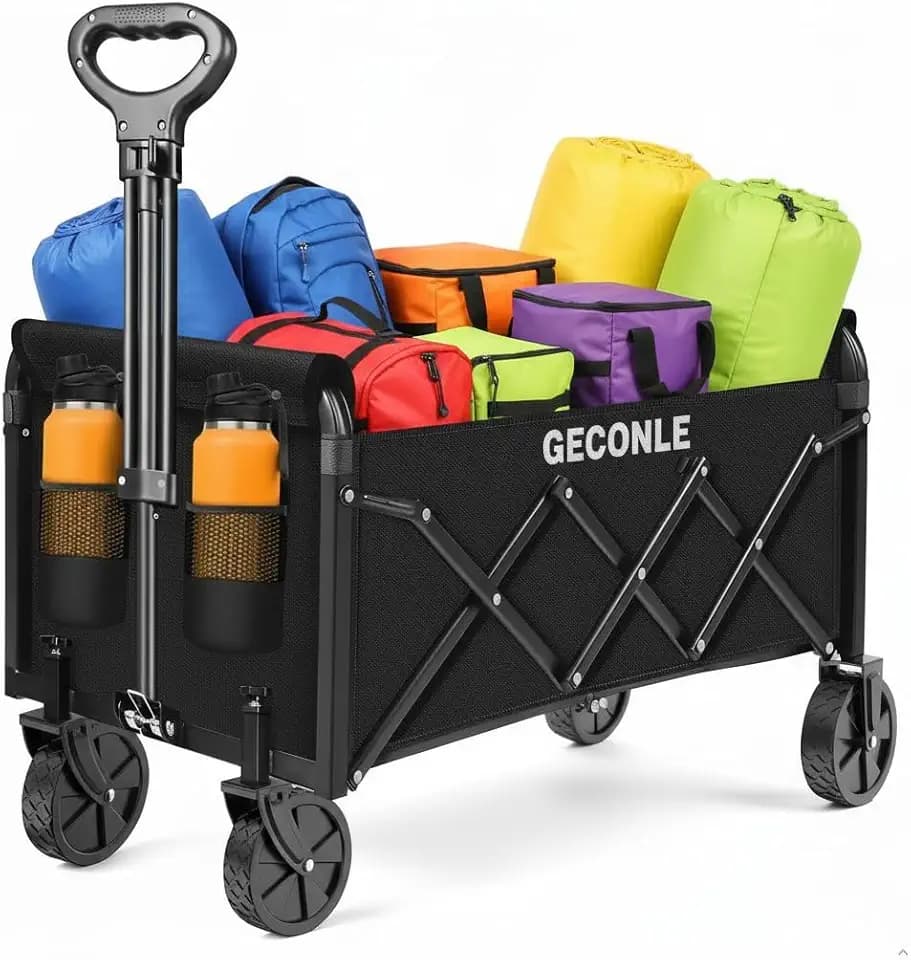 Bollerwagen Faltbar 100L 100KG Handwagen mit Getränkehalter Transportwagen