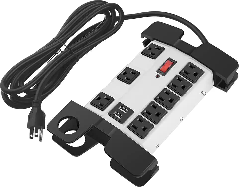 CCCEI Heavy Duty Surge Protector Power Strip with USB. Grey, 20ft, 1.