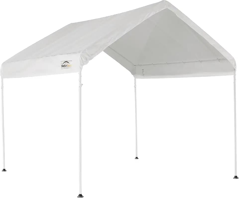 ShelterLogic 10' x 10' MaxAP Canopy Series Compact Outdoor Easy to Assemble Steel Metal Frame Canopy with 50+ UPF Sun Protection and Waterproof Cover, White, 23521