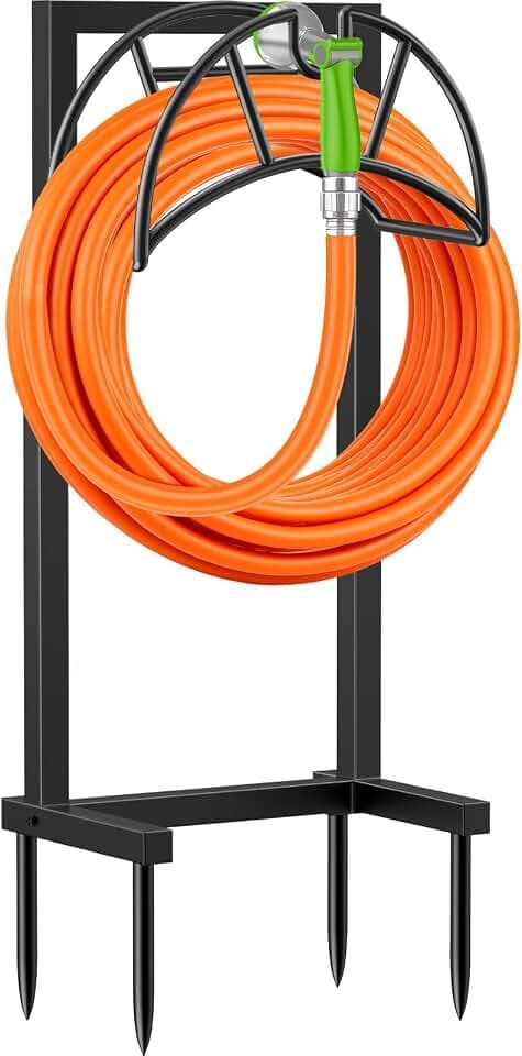 TomCare Garden Hose Holder, 4 Spikes Hose Stand for 160FT Outdoor Hose