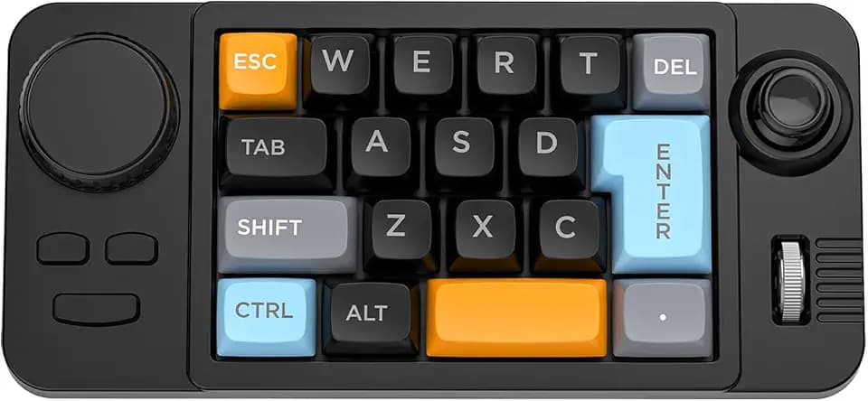 mini Mechanical Office/Gaming Keypad, Hot-Swappable Keys, Macro Programmable Web Driver, Backlit, Type-C Wired, With rollers, joystick, and dial for PC/window/Laptop and desktop computer (Black)