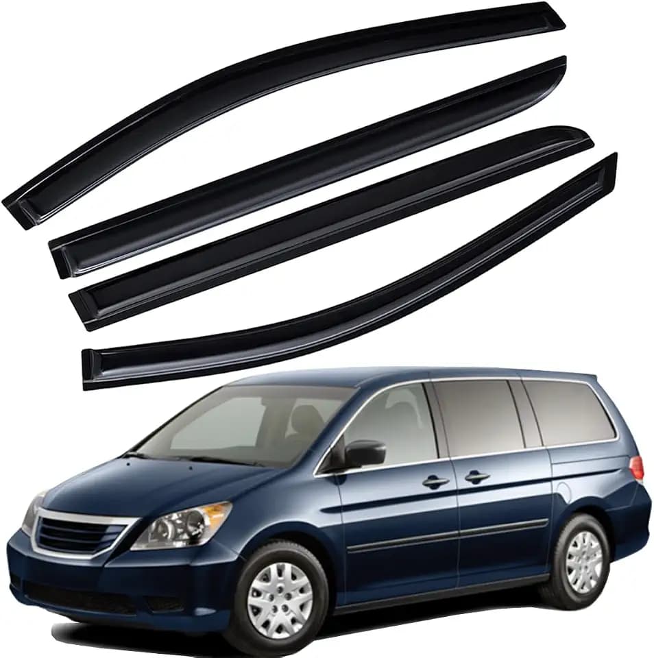 Lightronic Extra Durable Outside Mount Auto Vent Window Visor, Fits 2008-2010 Honda Odyssey, UV Protection Rain Guard, Smoke Original Wind Deflector, No-Drill Easy Install, 4-Pcs