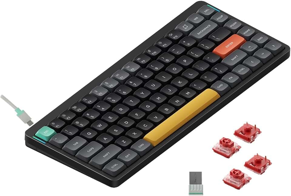 NuPhy Air75 V2 Portable 75% low profile Mechanical Keyboard,Wireless Keyboard,Supports Bluetooth/2.4G/USB-C RGB Bluetooth Keyboards,Compatible with Windows/Mac OS/Linux Systems-Gateron Cowberry Switch