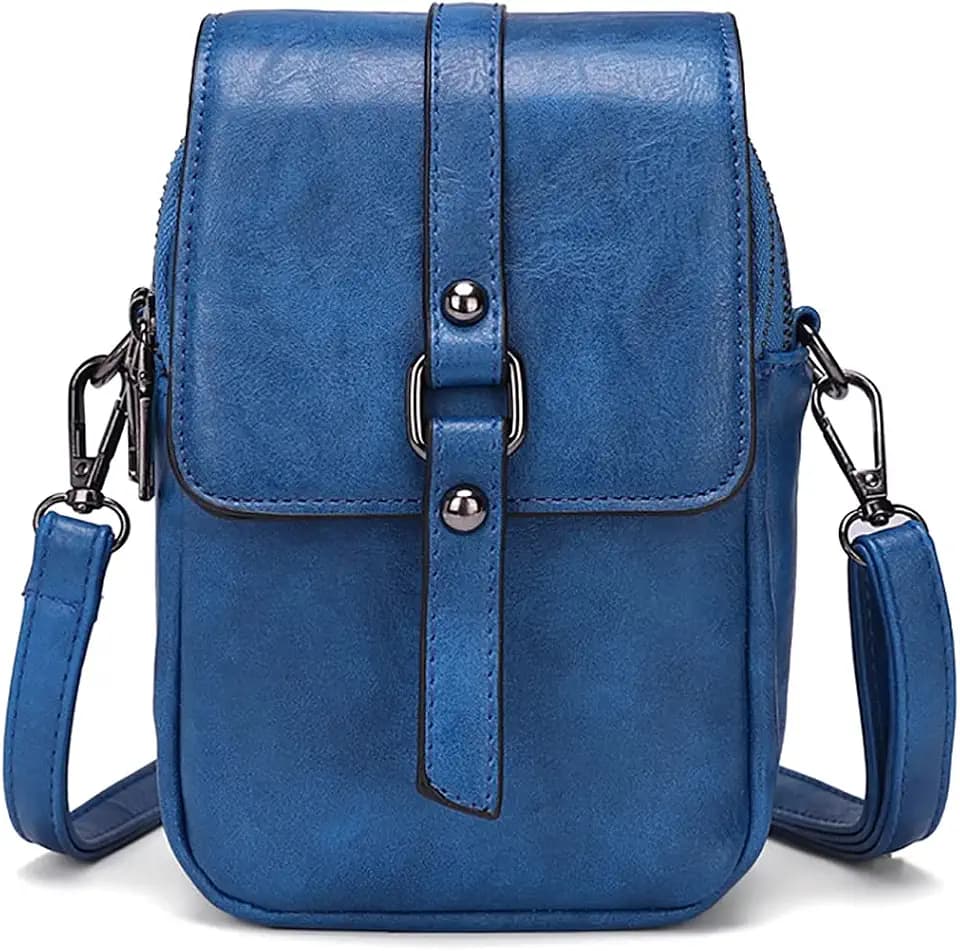 myfriday Vintage Umhängetasche für Damen Kleine Schultertasche Handtasche Messenger Bag Handytasche mit 2 Haupttaschen & Kopfhörerloch
