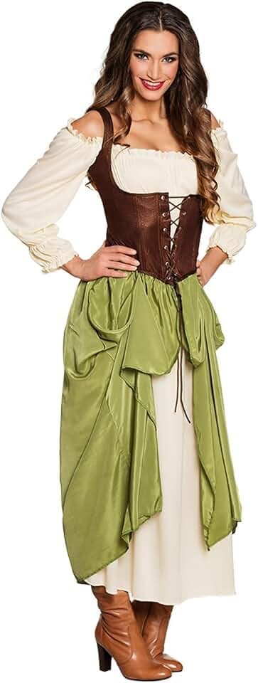 Boland - Mittelalter Kostüm, Wirtin | Kleid mit Unterrock, Damenkostüm, Karneval und Mottoparty, Zimmermädchen, Zofe