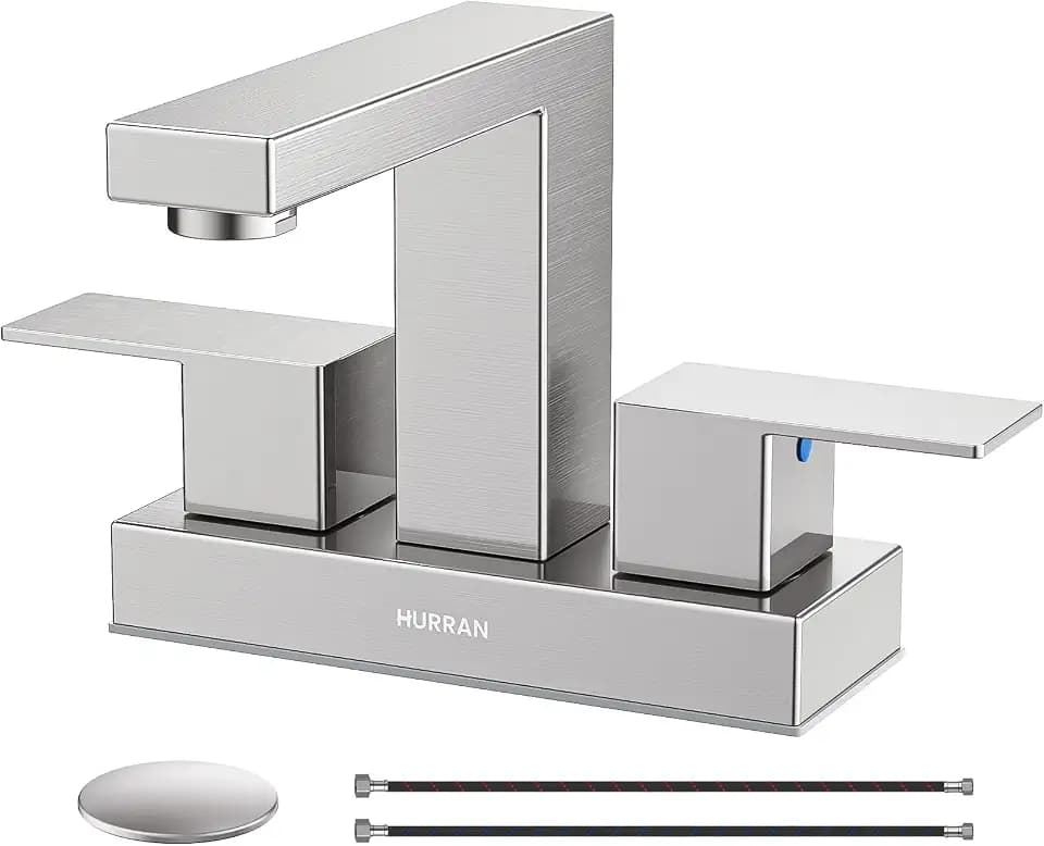 Bathroom Sink Faucet, 4 inch Brushed Nickel Faucet Stainless Steel