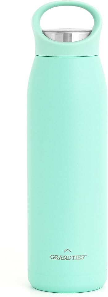 Grandties 700 ml Isolierte Sport Trinkflasche mit Auslaufsicherem Ergonomischem Deckel mit Griff - Doppelwandige Trinkflasche Edelstahl Hält bis zu 24 h / 12 h Heiß (Grün), ZL001210703