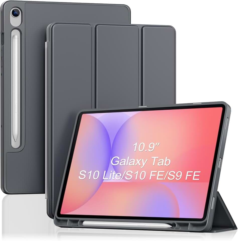 ProCase Hülle für 10,9'' Galaxy Tab S10 Lite/S10 FE/S9 FEmit S Pen Holder, weich TPU Schutzhülle Case -Grau
