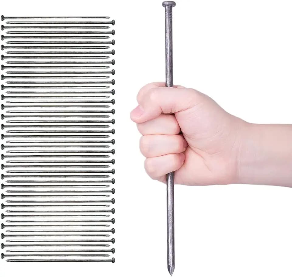 Landscape Spikes 10 Inch 50 Counts Metal Landscape Edging Anchoring Spikes, Heavy Duty Nails for Artificial Turf Spike, Paver Edging, Timber Carpentry, Weed Barrier, Tent Pegs, More