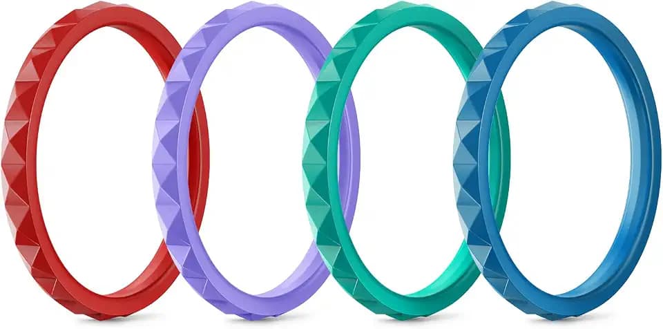 Egnaro Silicone Wedding bands women, Stackable Silicone Ring style