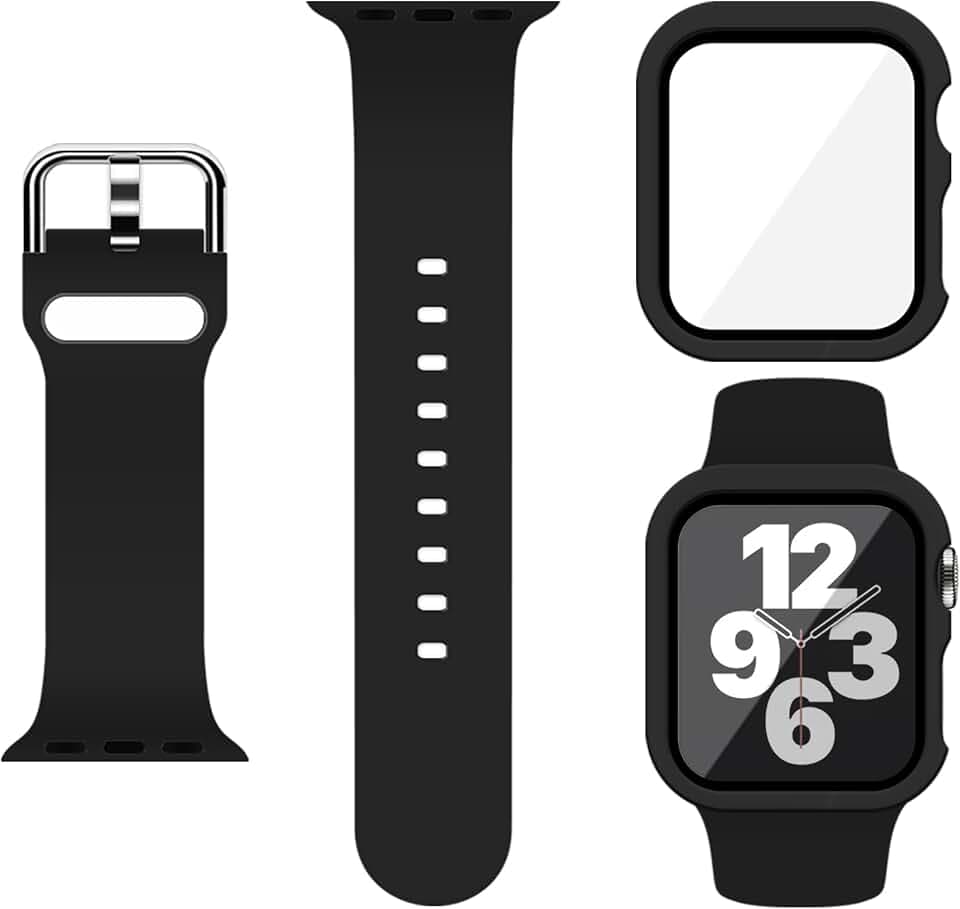 Silicone Sport Band and PC Case with Screen Protector for Apple Watch