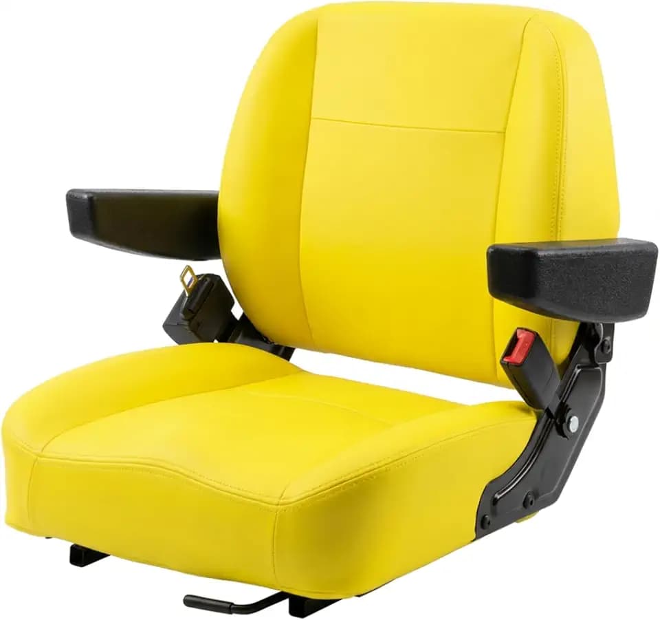 SEATIN Universal Tractor Seat,with Micro Switch,Armrest and Safety Belt,For Scag Ferris Hustler Gravely Bad Boy Kubota Toro Zero-Turn Mowers & Tractors (YELLOW)