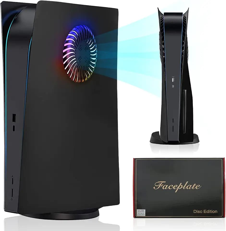 Sternstunde PS5 Faceplate Cooling Version für PlayStation 5 Disc Edition - Harte stoßfeste Abdeckung - PS5 Ersatz Seitenplatte -PlayStation 5 Zubehör - Schwarz