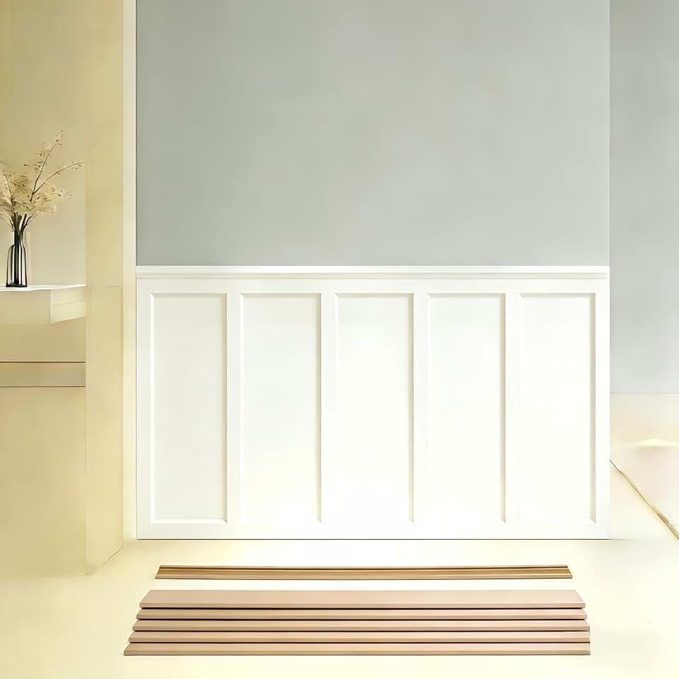 94.5 x 54 Inch MDF Premade Board and Batten Paintable Wainscoting Kit