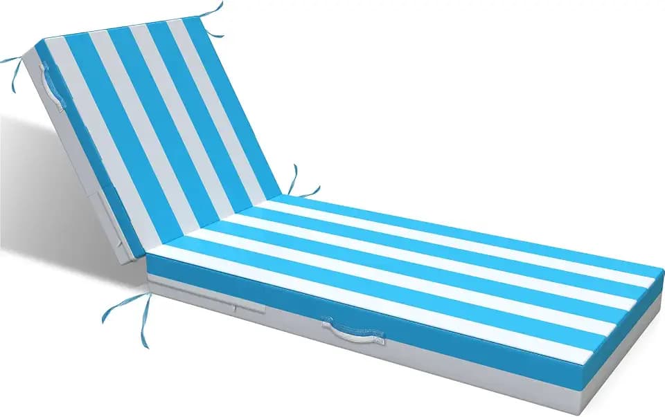 L'AGRATY Chaise Lounge Chair Waterproof Cushion Outdoor for Pool Lawn Deck