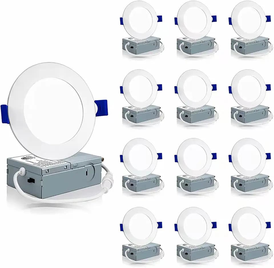 Meconard 12 Pack 4 Inch 3CCT LED Recessed Lighting, Canless Wafer Downlight