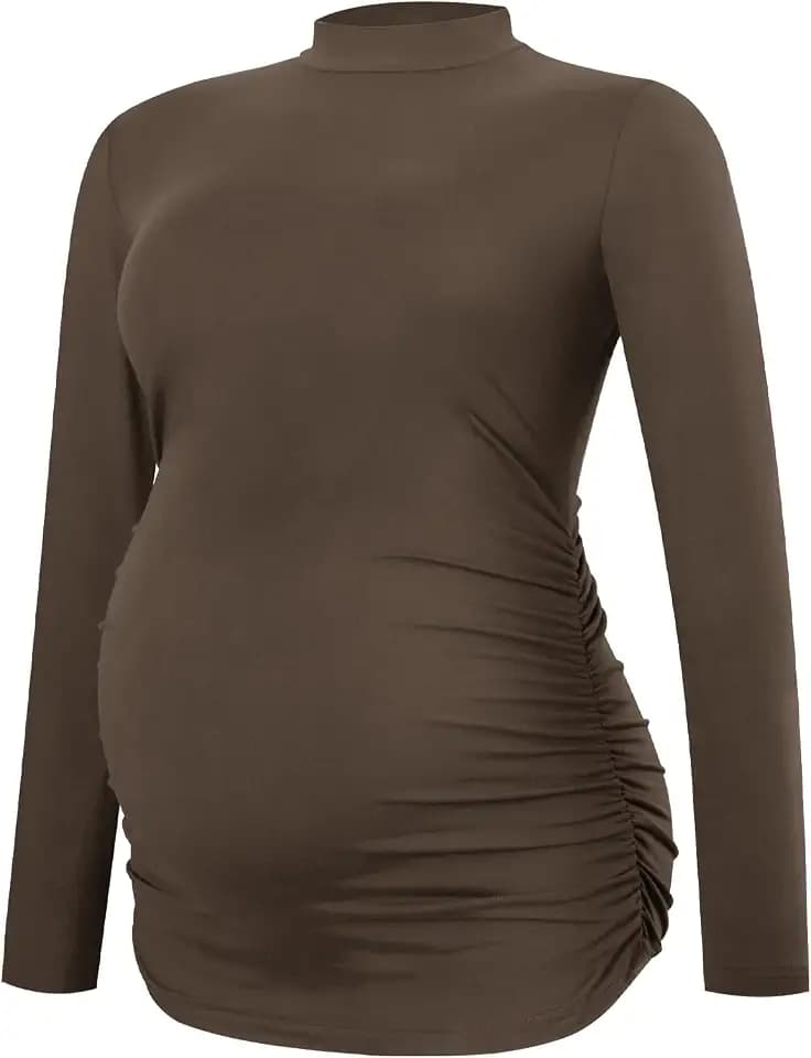 Smallshow Damen Umstandsshirt Lange ärmel Crew Hals Umstandstop Umstandsmode