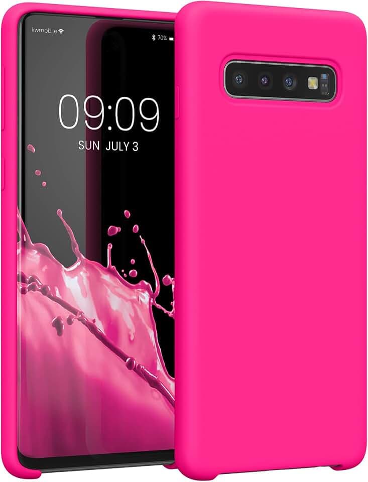 kwmobile Handyhülle für Samsung Galaxy S10 Hülle - Case Silikon - Kabelloses Laden - Schutzhülle Cover in Neon Pink