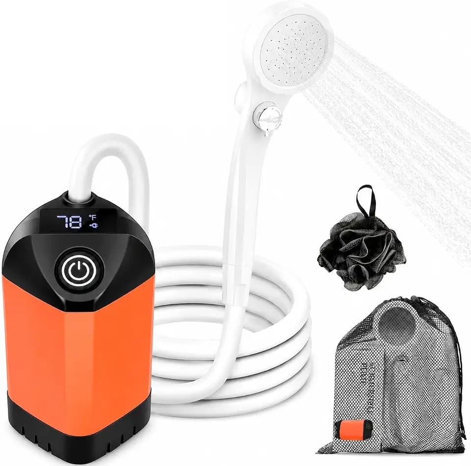 B013 Portable Shower Pump for Camping – 7800mAh Long-Lasting & Quiet Outdoor Shower with LED Display, IPX8 Waterproof Outdoor Shower for Pet Bath, Car Wash & RV