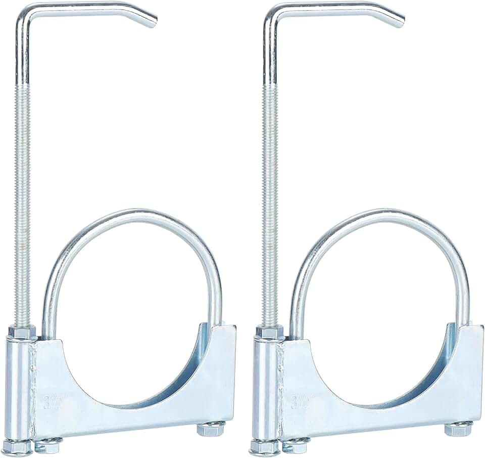 LCGP 3.5" Universal Exhaust Clamp with Hanger Made of Heavy-Duty Steel Clamp with Rear Muffler Hanger Exhaust Pipe 2PCS