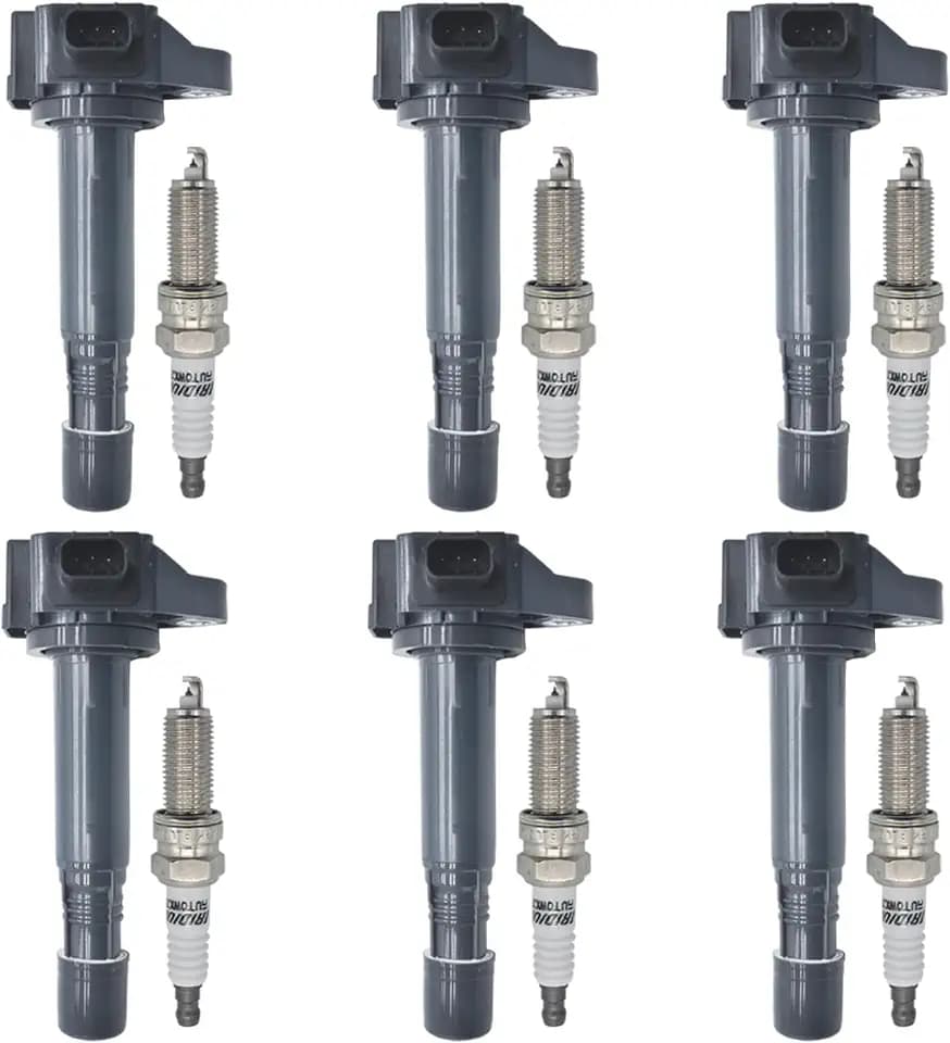Autowxjq Ignition Coil Iridium Spark Plugs Set of 6pcs UF713 C1824 Compatible with Honda Pilot Accord Ridgeline Odyssey Acura MDX RLX TLX 3.5L V6