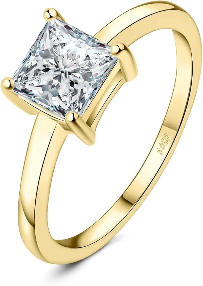 JewelryPalace Square Shape 1ct Moissanite Solitaire Engagement Rings for Women, 925 Sterling Silver Promise Ring for Her, Simulated Diamond Anniversary Wedding Ring Jewelry Sets VVS D-F