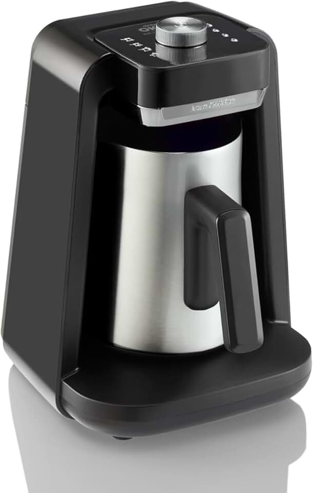 Arzum Okka Rich Spin Pro Türkische Kaffeemaschine mit 5 Tassen Kapazität, 700W Leistung, Auto Brewing Altitude Detection und Automatischem Mixer für Milchgetränke