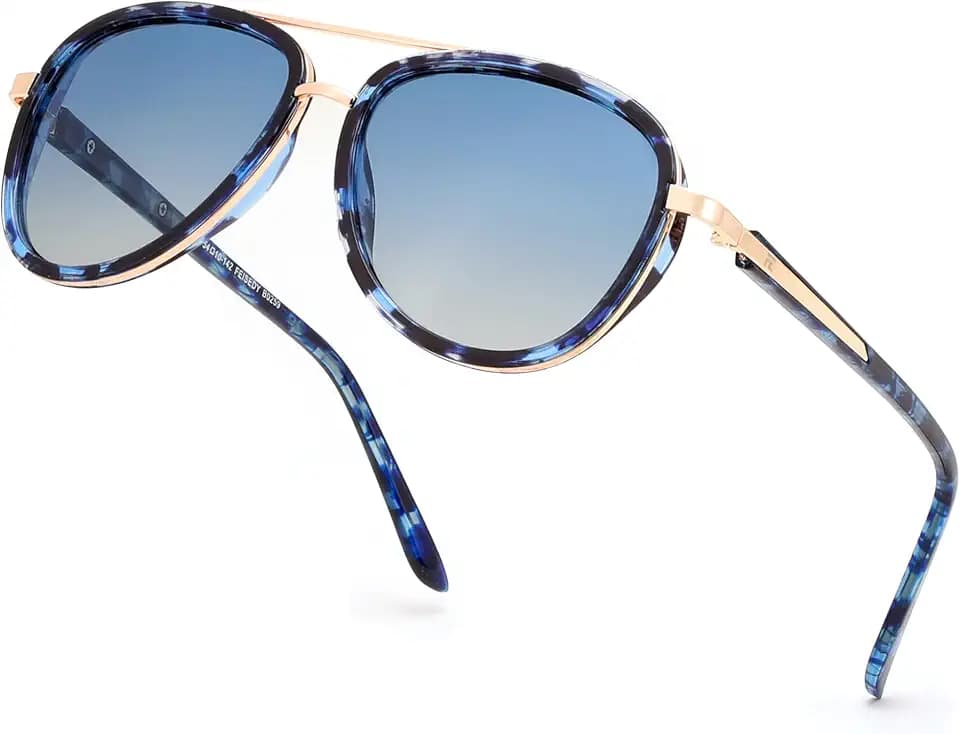 FEISEDY Retro Polarized Aviator Sunglasses for Women Men B0259