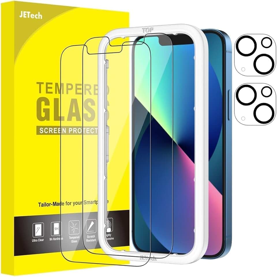 JETech Schutzfolie für iPhone 13, 2+2 Stück