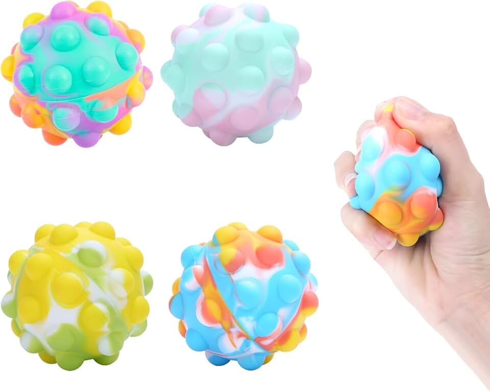 Wekuw Stressbälle, 4 STK Antistressball Pop it Ball Fidget Spielzeug Popit