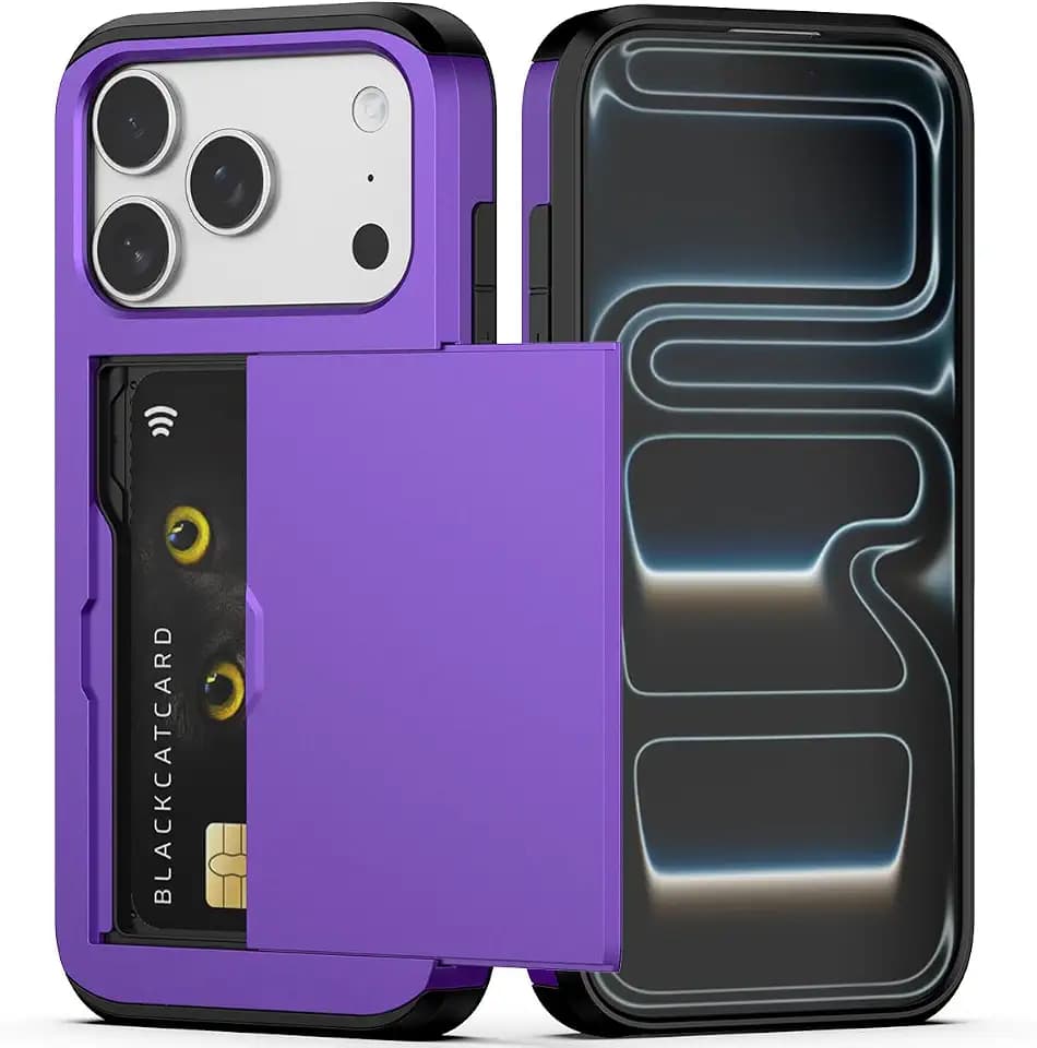 Nvollnoe for iPhone 17 Pro Case with Card Holder Purple