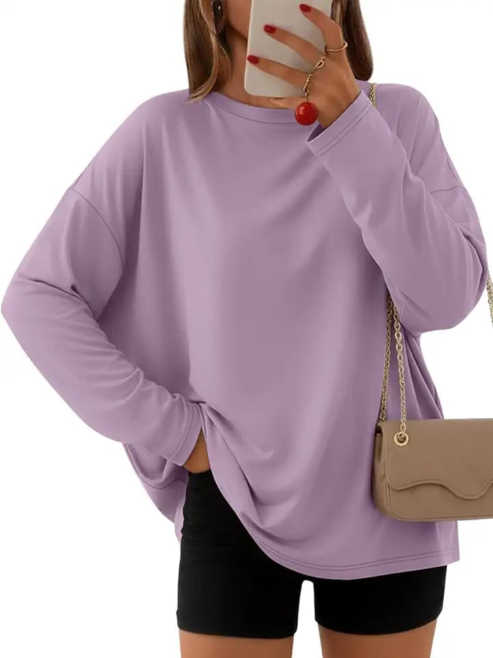 AUTOMET Women's Oversized Long Sleeve Shirts Casual Tops