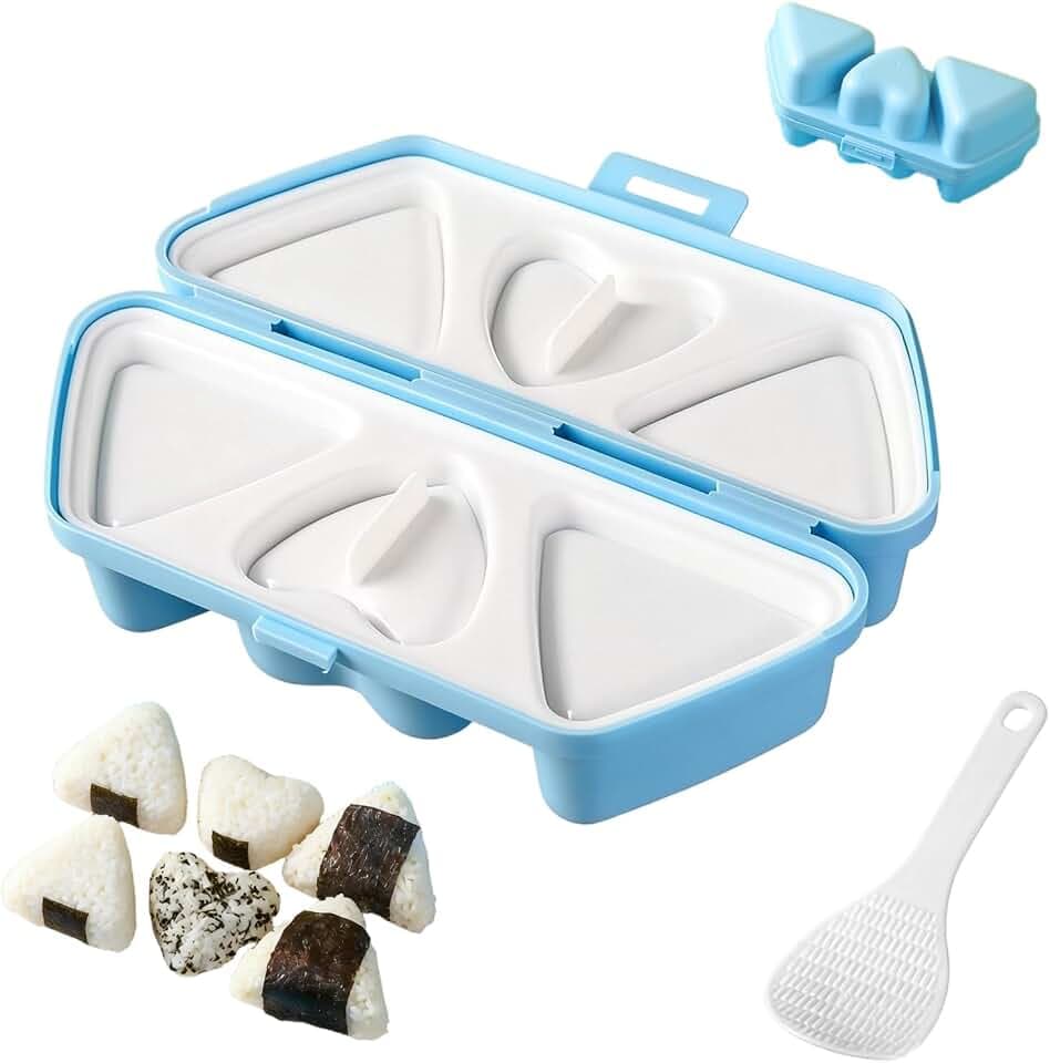 6 in 1 Onigiri Mold, Triangle Rice Ball Mold Foldable Sushi Press, Portable Multifunctional Rice Ball Maker Once Quickly Make 6pcs Sushi for Prep & Storage