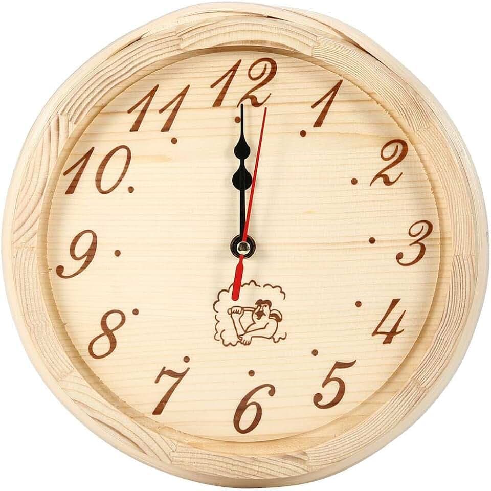 Fdit Sauna Uhr Wanduhr, 23 cm Durchmesser Saunauhr Wandbehang Holzuhr Hochtemperaturbeständig für den Home Office-Einsatz im Saunaraum MEHRWEG VERPAKUNG