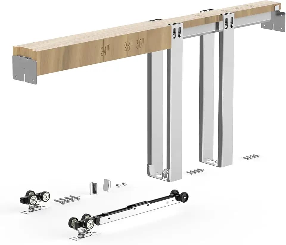 VEVOR Pocket Door Frame Kit, for 24-30 in Wide 80 in High Door, Pocket Door Kit with Two-Way Soft Close Mechanism, Slide Smoothly Quietly, Easy to Install, Premium Galvanized Steel, for Living Room