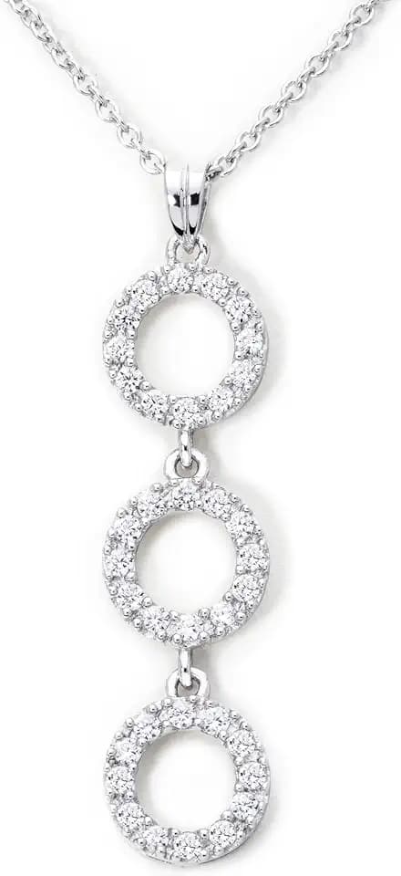 Desotos Halskette Collier für Damen 925 Sterling Silber Kugelanhänger rhodiniert 45cm DESOJ-NL0030