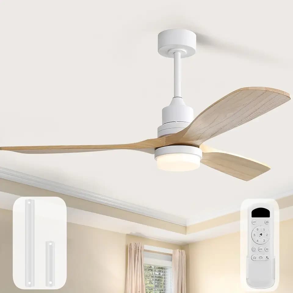 Sofucor 52 Inch Wood Ceiling Fans with Lights and Remote, Modern, 3 Blade