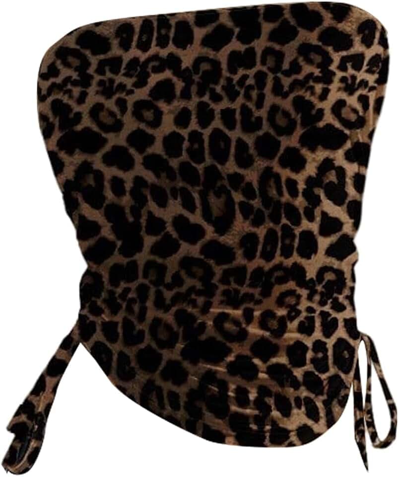 GORGLITTER Damen Trägerlos Top Y2k Oberteil Leoparden Schulterfrei Crop Tops Tubetop Sommertops Rave Festival Outfit Partytops Clubwear