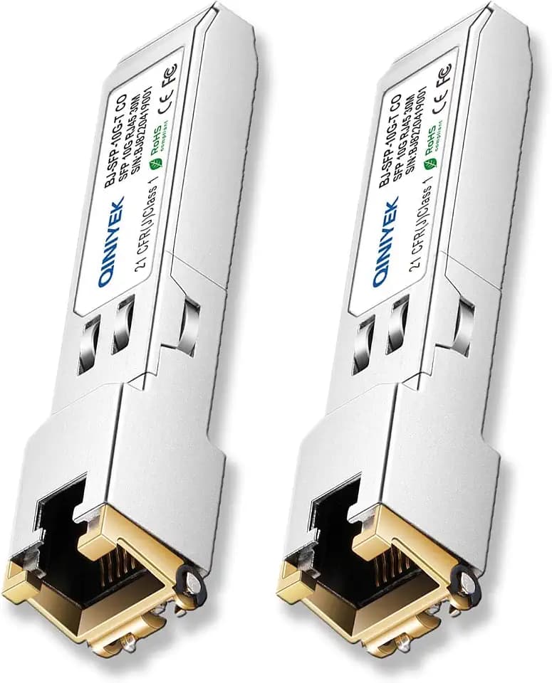 2‑Pack SFP+ to RJ45 10GBase‑T Copper Transceiver, 1.25/2.5/5/10G Multi-Rate Ethernet Module, Cat.6a/7, up to 30m/98.4ft, for Cisco SFP-10G-T-S, MikroTik S+RJ10, Ubiquiti, Netgear and More