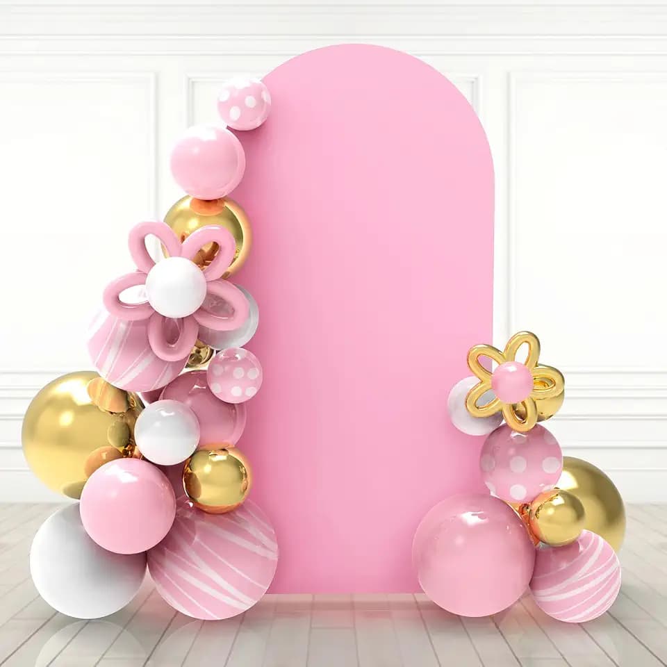 Babenest 7.2Ft Pink Wedding Arch Backdrop Cover for Party Ceremony Deco