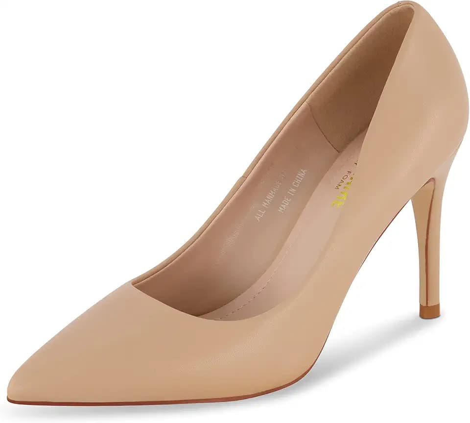 CUSHIONAIRE Lola Dress Pump Heels for Women, Classic Pointed Toe High Heels with Soft Memory Foam and Durable Outsole