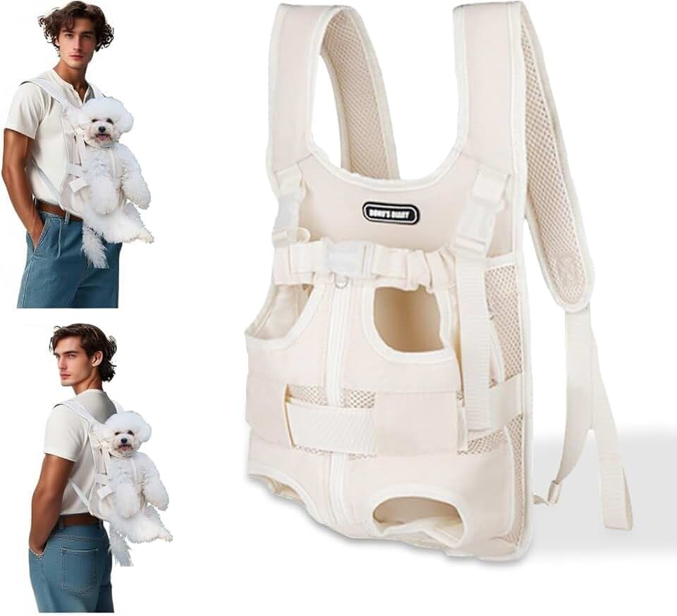 Haustier Rucksack, Hundetrage Verstellbar Hunderucksack Tragbar Atmungsaktives Katzenrucksack, für Klein Mittler Hunde Katze Welpen (Beige, M)