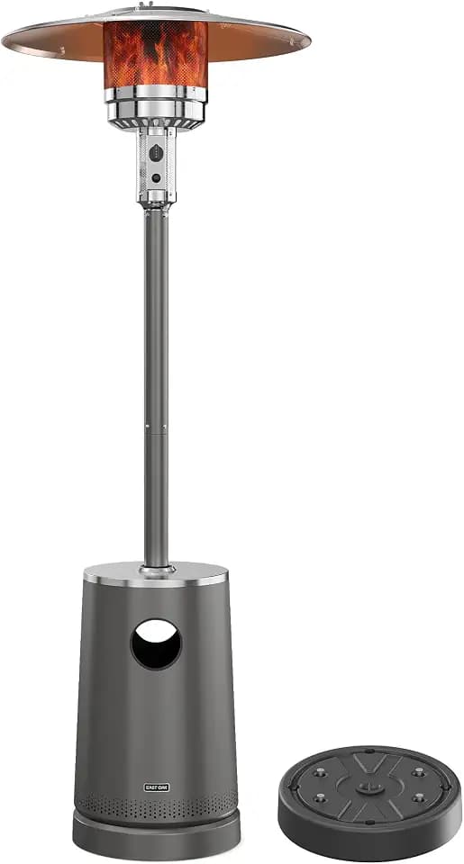 EAST OAK 50,000 BTU Patio Heater with Sand Box, Table Design, Double-Layer Stainless Steel Burner, Wheels, Triple Protection System, Outdoor Heater for Home and Residential, Lava Smoke