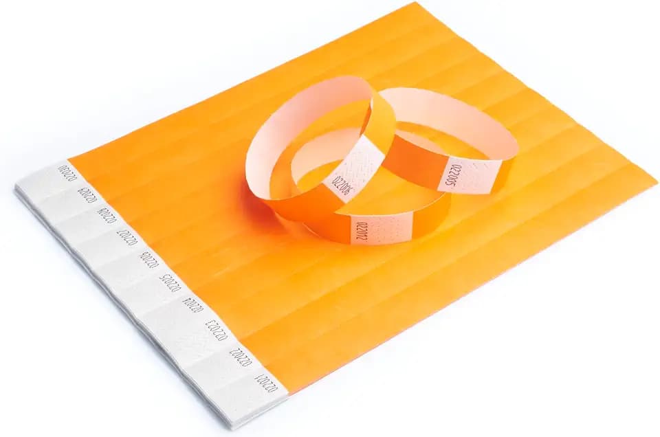 iboo 500 Stück Tyvek-Papier-Armbänder Orange für Kontrolle und Sicherheit – für Veranstaltungen, Abende, Festivals und Reisen – Eintrittsarmbänder (orange) – 500 Stück